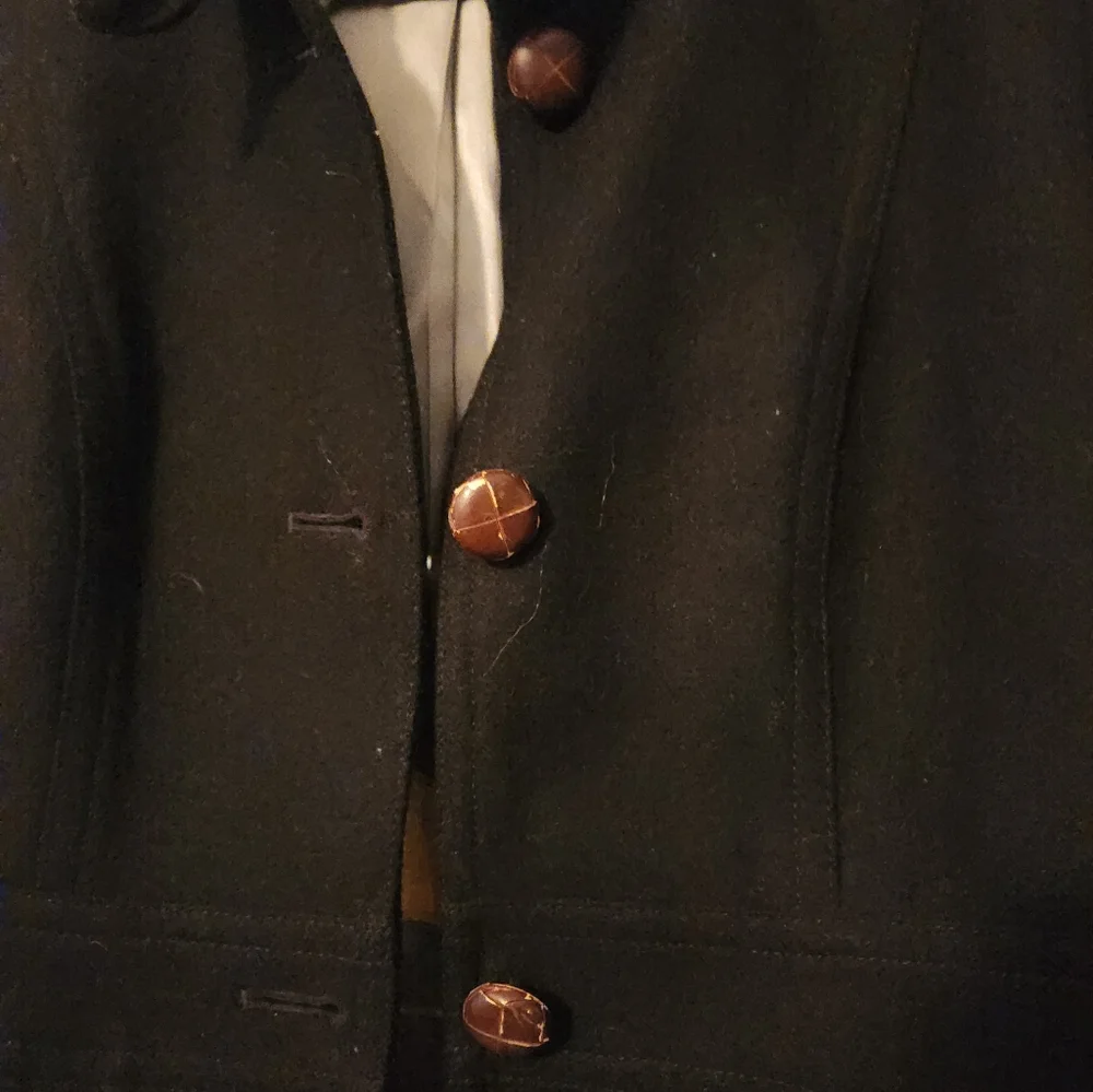 J.Crew Wool Blend Black Peacoat Office Jacket Women's Size 0 - Picture 4 of 7
